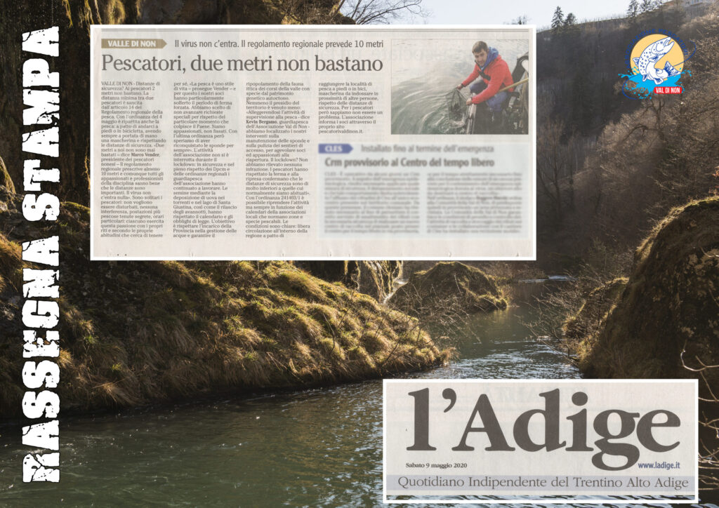 L'Adige 9 maggio. Rassegna stampa pescatori